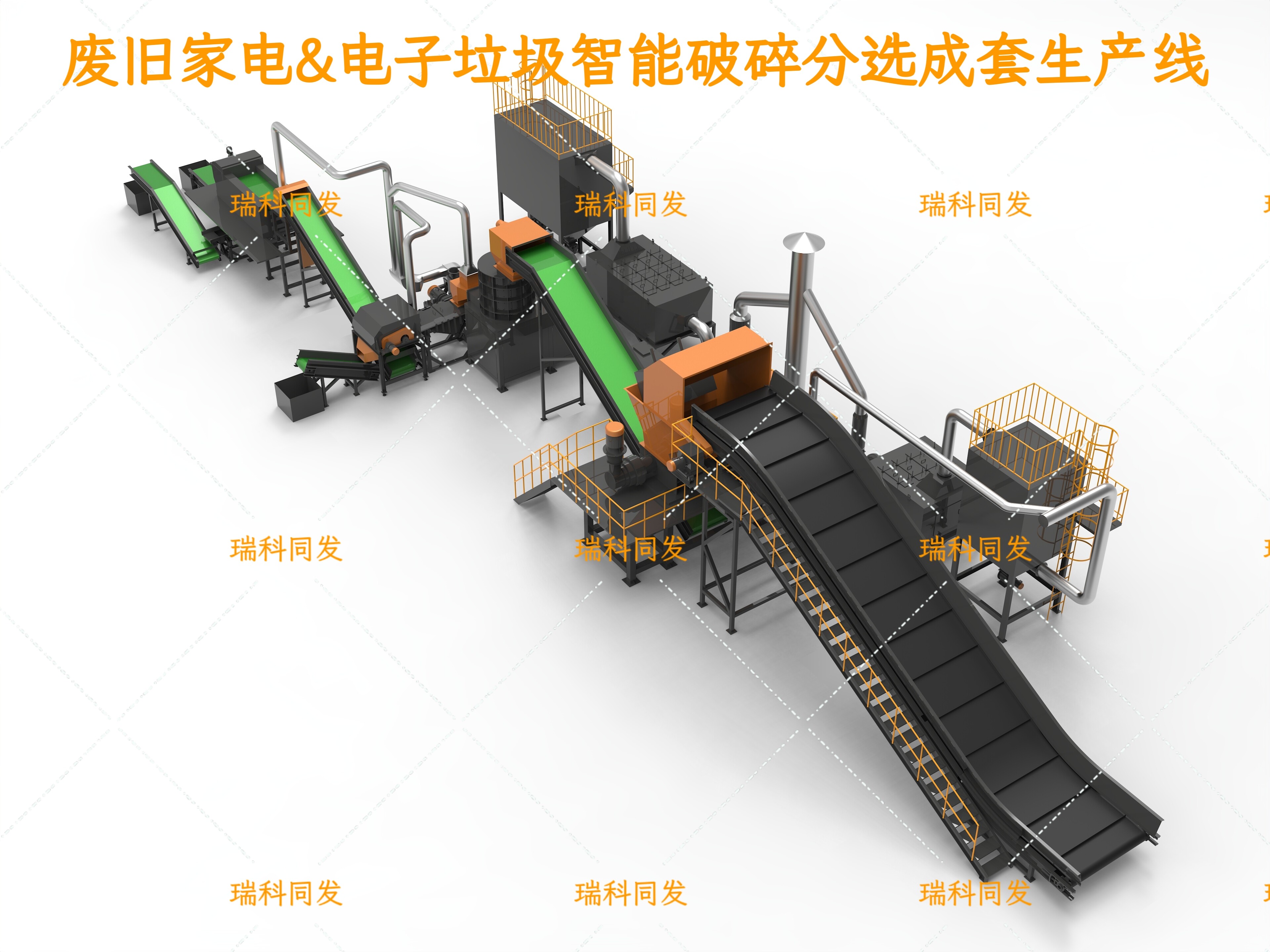Electronic waste disassembling & shredding & separating solutions